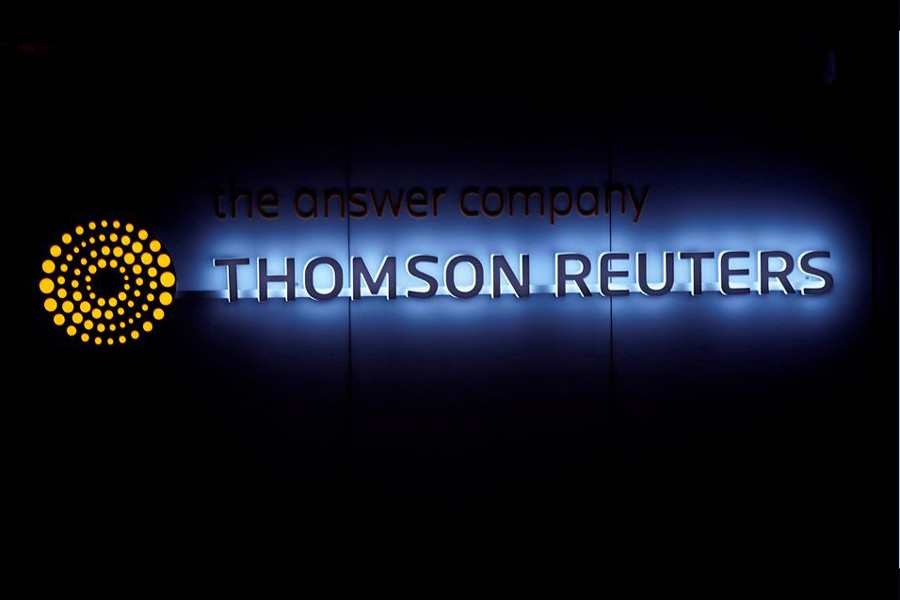 A Thomson Reuters logo is pictured on a building during the World Economic Forum (WEF) annual meeting in Davos, Switzerland on January 25, 2018 — Reuters/Files