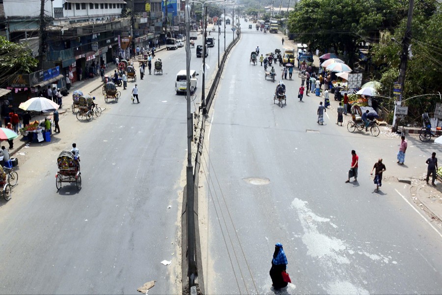 A view of Chattogram's Colonel Hat area during the ongoing lockdown