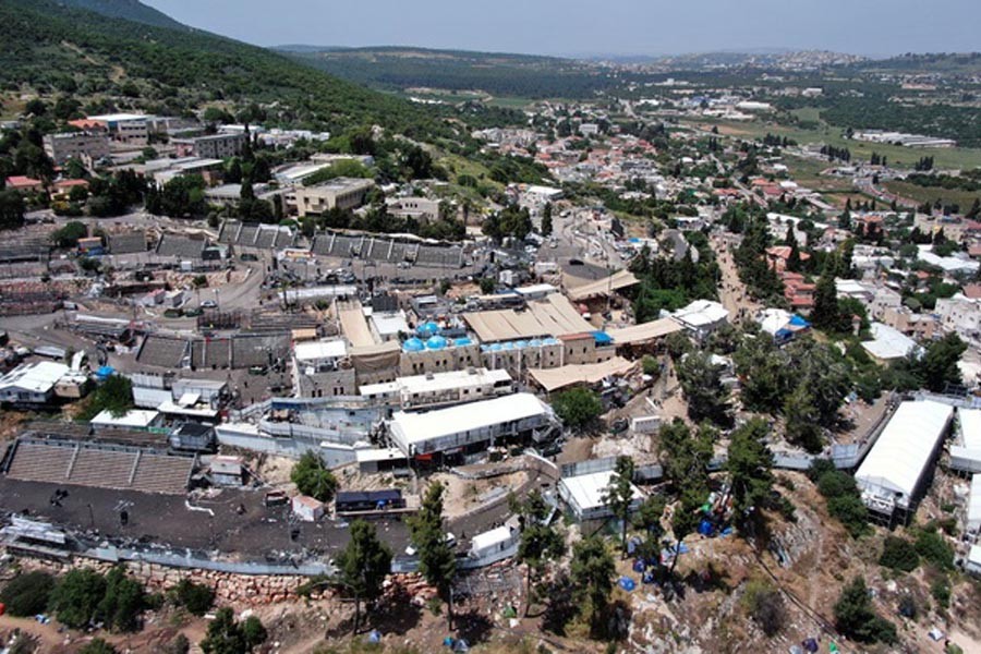 A view of Mount Meron where fatalities were reported among the thousands of ultra-Orthodox Jews, who gathered at the tomb of a 2nd-century sage for annual commemorations that include all-night prayer and dance, Israel Apr 30, 2021. REUTERS