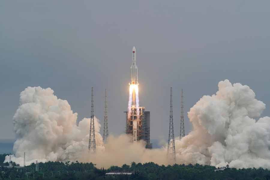 The Long March-5B Y2 rocket, carrying the core module of China's space station Tianhe, taking off from Wenchang Space Launch Centre in Hainan province of China on April 29 -Reuters file photo