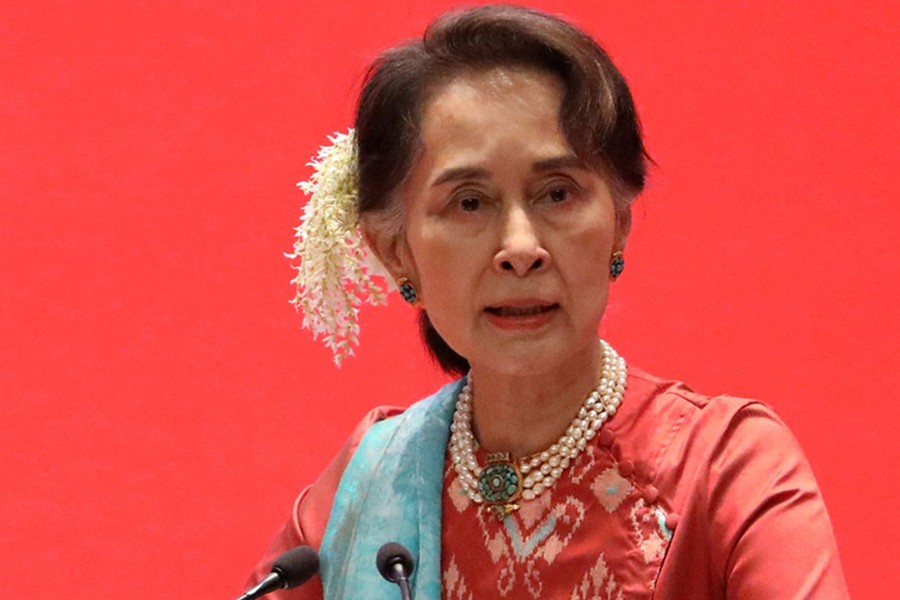 Myanmar's ousted leader Aung San Suu Kyi seen in this undated Reuters photo