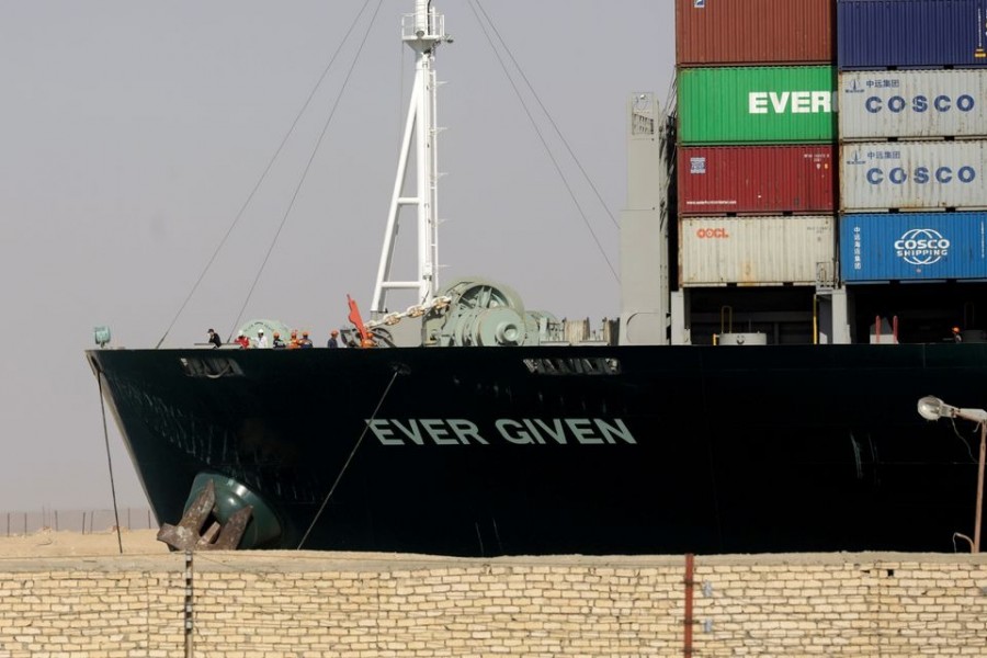 Ship Ever Given, one of the world's largest container ships, is seen after it was fully floated in Suez Canal, Egypt on March 29, 2021 — Reuters/Files