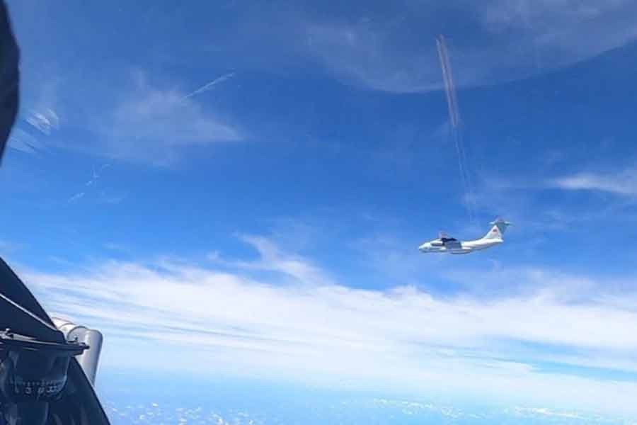 A plane with a Chinese flag on its tail is seen in this handout picture on May 31 –Reuters Photo