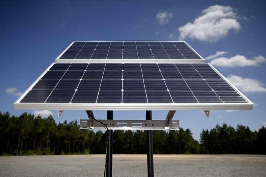 Solar panels are pictured in this undated Reuters photo