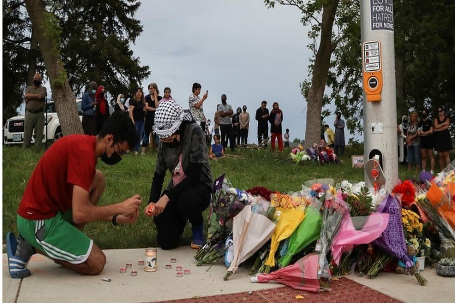 A makeshift memorial for the victims was set up at the scene of the attack - Reuters photo