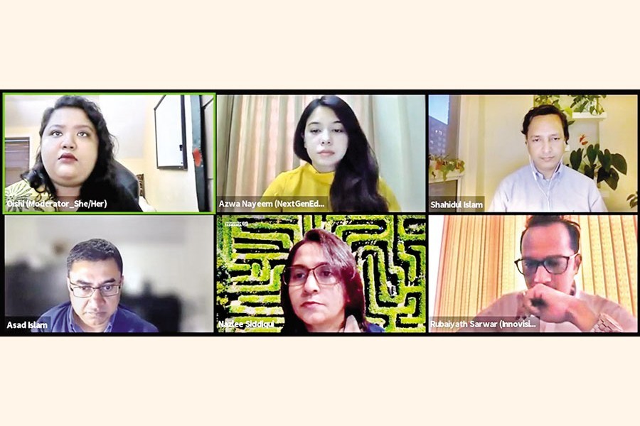 Participants at a webinar on 'Building on the achievements for an equitable education' hosted by Innovision Consulting in association with The Financial Express on Wednesday