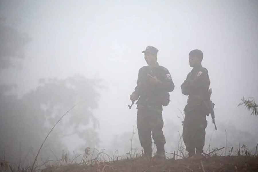 Soldiers of Karen National Union (KNU) stand guard during the 70th anniversary of Karen National Revolution Day in Kayin state of Myanmar in 2019 -Reuters file photo