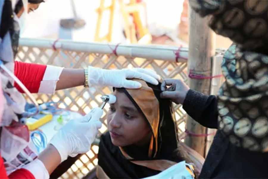 A Rohingya woman undergoing a medical checkup at the Samaritan's Purse clinic in Cox's Bazar -Reuters file photo