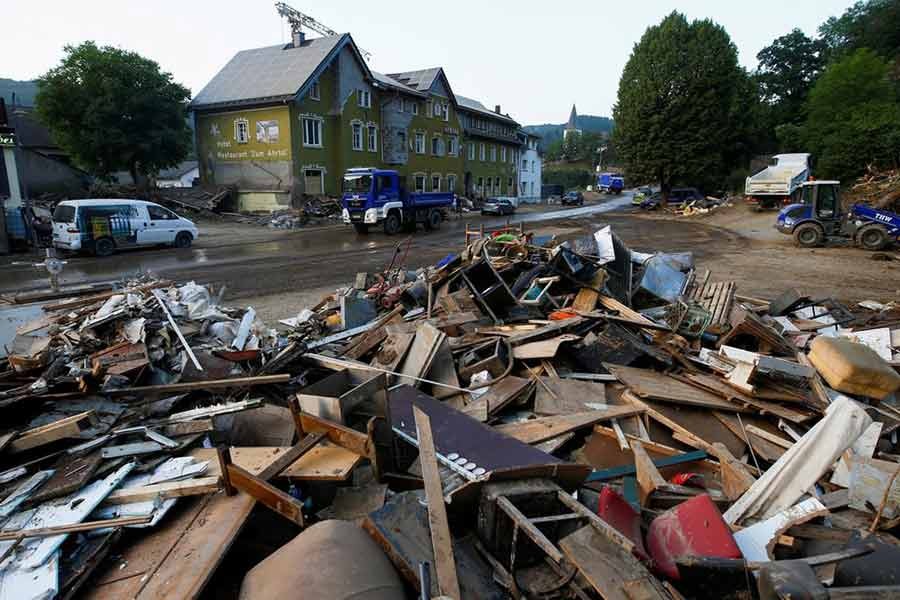 Debris are seen in an area affected by floods caused by heavy rainfalls in Schuld of Germany on Tuesday -Reuters photo