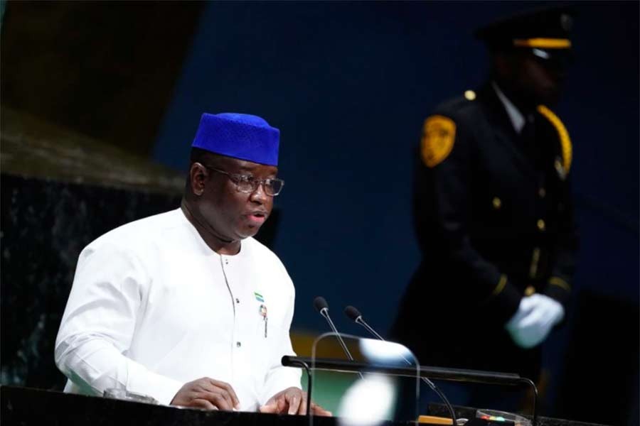 Sierra Leone's President Julius Maada Bio addresses the 74th session of the United Nations General Assembly at UN headquarters in New York on September 26 in 2019 -Reuters file photo