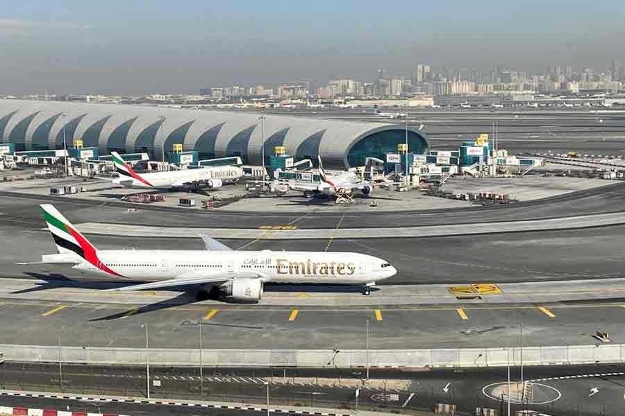 Emirates airliners are seen on the tarmac in a general view of Dubai International Airport in Dubai in January this year -Reuters file photo