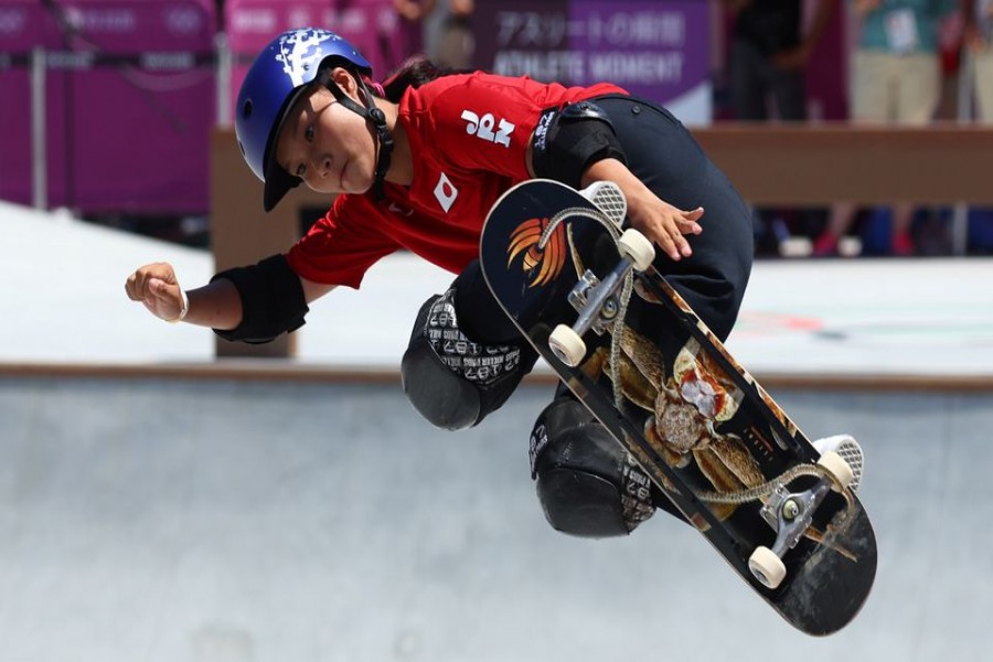 Tokyo 2020 Olympics - Skateboarding - Women's Park - Final - Ariake Urban Sports Park - Tokyo, Japan - August 4, 2021. Sakura Yosozumi of Japan in action REUTERS/Mike Blake