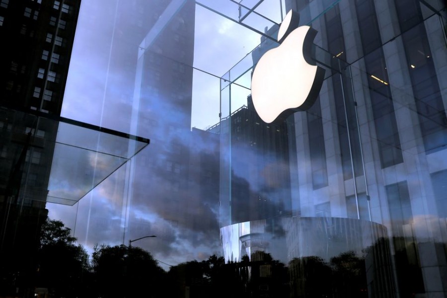 The Apple logo is seen hanging at the entrance to the Apple store on 5th Avenue in Manhattan, New York, US on October 16, 2019 — Reuters/Files