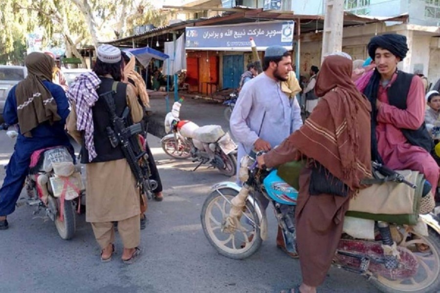 Taliban fighters patrol Farah, Afghanistan August 11, 2021. REUTERS/Stringer