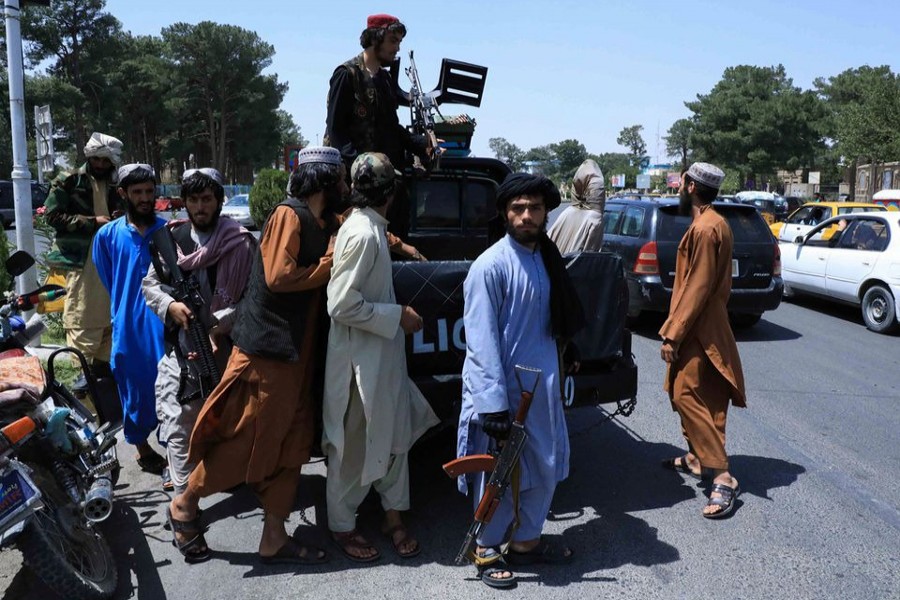 Taliban forces patrol a street in Herat, Afghanistan August 14, 2021 — Reuters photo