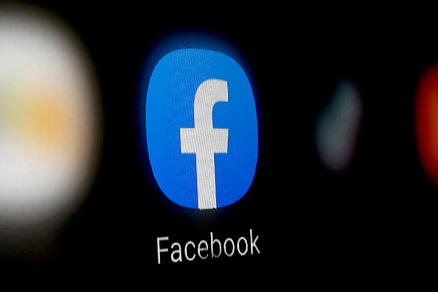 A Facebook logo is displayed on a smartphone in this illustration taken on January 6, 2020 — Reuters/Files