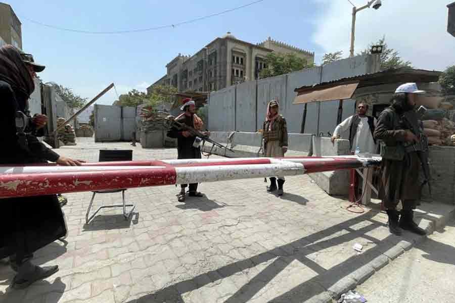 Members of Taliban forces keeping watch at a check point in Kabul, the capital of Afghanistan, on August 17 this year -Reuters file photo