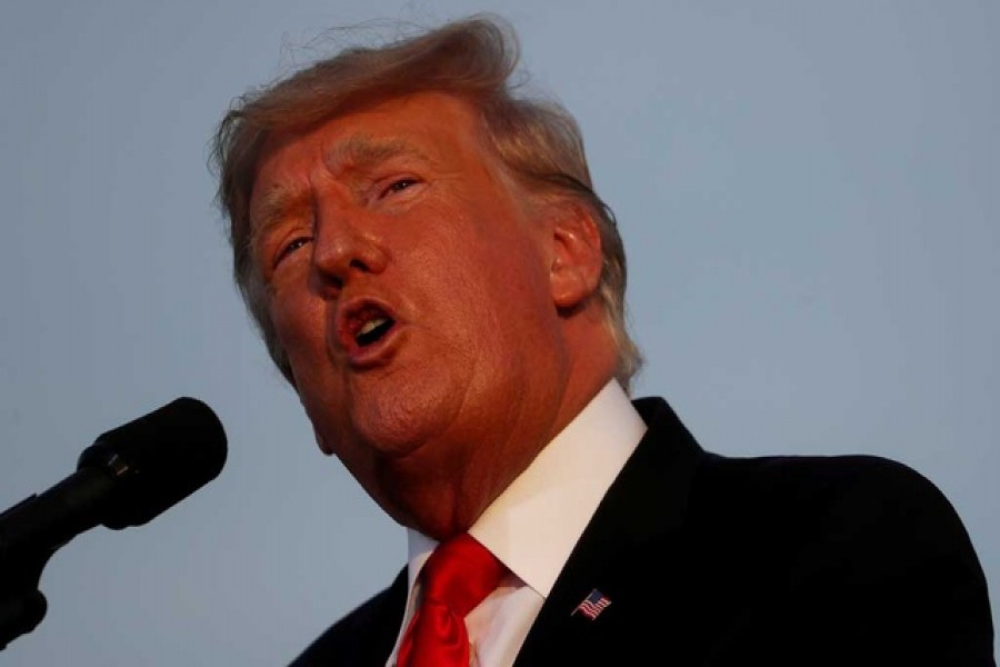 Former US President Donald Trump speaks during his first post-presidency campaign rally at the Lorain County Fairgrounds in Wellington, Ohio, US, June 26, 2021. REUTERS/Shannon Stapleton/File Photo