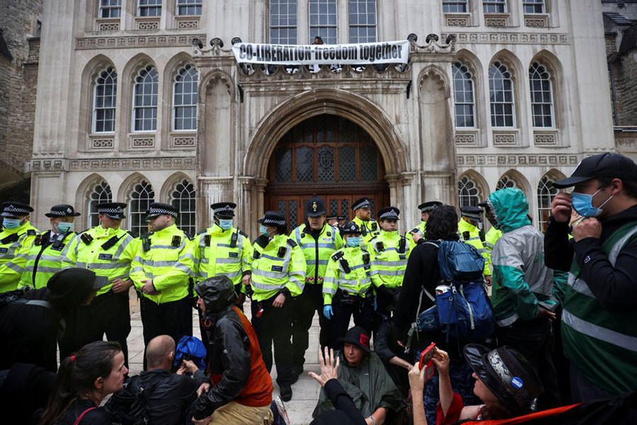 Activists from Extinction Rebellion protest in London. Photo: Reuters