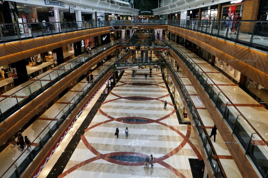 General view inside the Pondok Indah shopping mall as the Indonesian capital reopens its shopping malls with a new policy requiring shoppers to show a coronavirus disease (COVID-19) vaccination certificate, in Jakarta, Indonesia, August 13, 2021. REUTERS/Ajeng Dinar Ulfiana