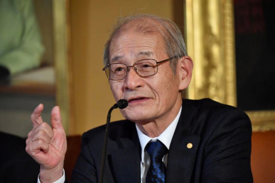 Chemistry Laureate Akira Yoshino speaks during a news conference at The Royal Swedish Academy of Sciences in Stockholm, Sweden December 7, 2019. Jonas Ekstromer/TT News Agency/via REUTERS