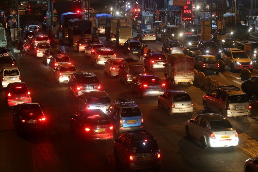 Vehicles are pictured at a toll post in Mumbai, India, August 13, 2019. REUTERS/Francis Mascarenhas