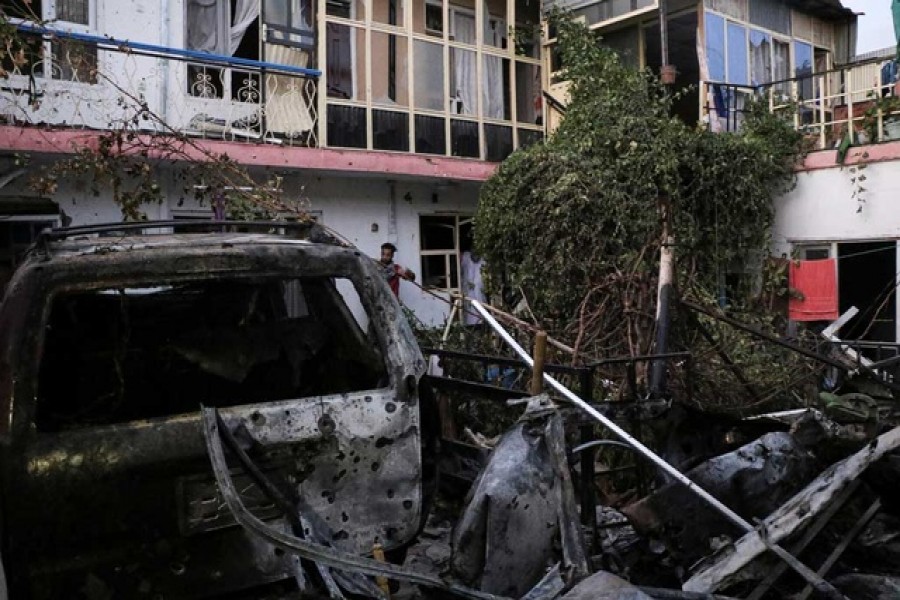 General view of a residence house destroyed after a rocket attack in Kabul, Afghanistan August 29, 2021 — Reuters/Stringer