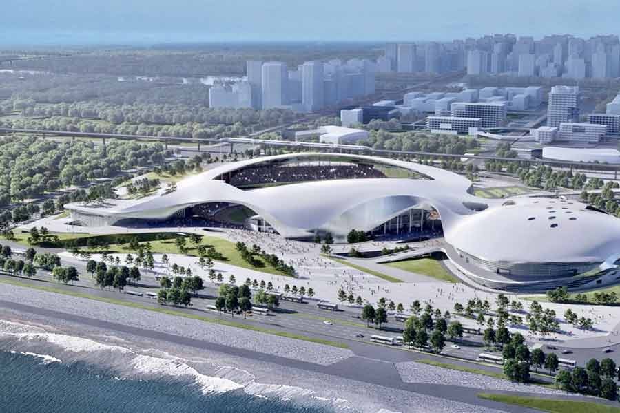 The wave-like stadium for the Asian Youth Games in Guangdong Province of China. Photo: CGTN