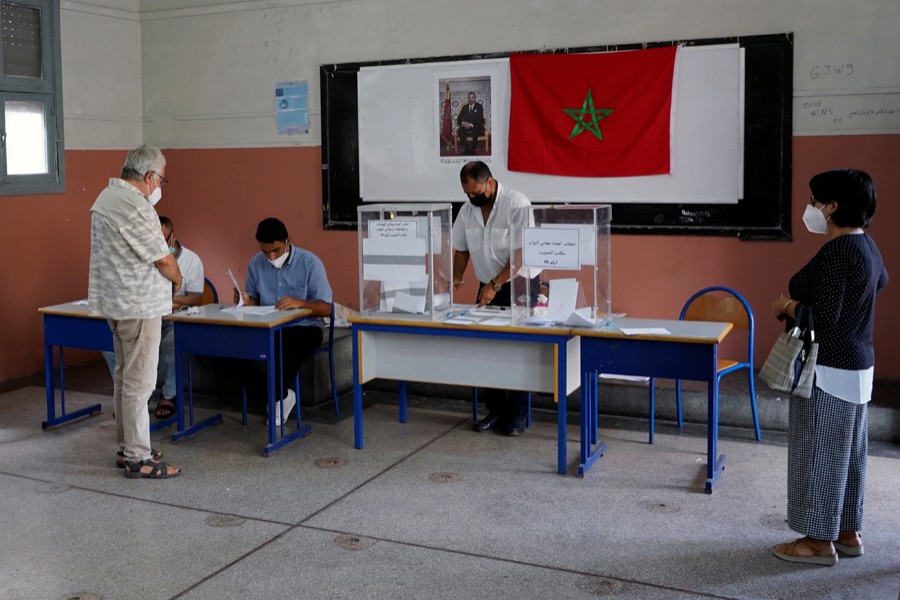 Voters wait at a polling station during parliamentary and local elections in Casablanca, Morocco on September 8, 2021 — Reuters photo