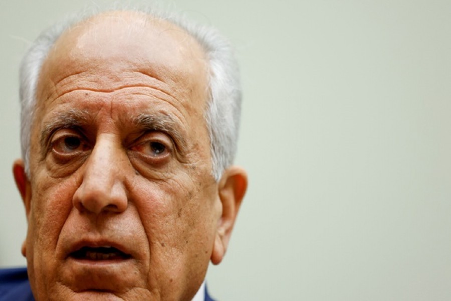 US Special Representative for Afghanistan Reconciliation Zalmay Khalilzad testifies about the potential withdrawal of US military forces from Afghanistan at a hearing before the House Foreign Affairs Committee on Capitol Hill in Washington, US May 18, 2021. REUTERS