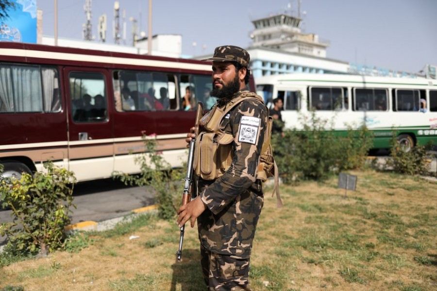 A member of Taliban security forces stands guard at the international airport in Kabul, Afghanistan on September 10, 2021 — West Asia News Agency via REUTERS