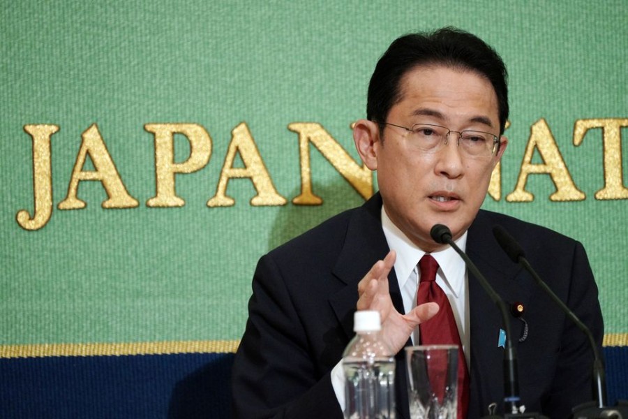 Japan's former Minister for Foreign Affairs Fumio Kishida, one of the candidates for the presidential election of the ruling Liberal Democratic Party (LPD), speaks during a debate session held by Japan National Press club, in Tokyo, Japan, September 18, 2021. Eugene Hoshiko/Pool via Reuters