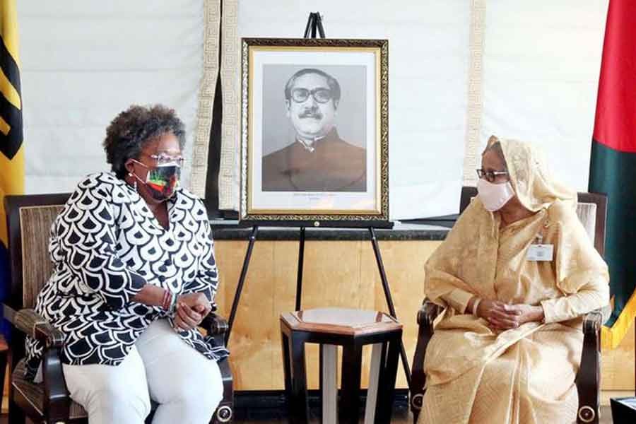 Barbados prime minister pays courtesy call on Sheikh Hasina