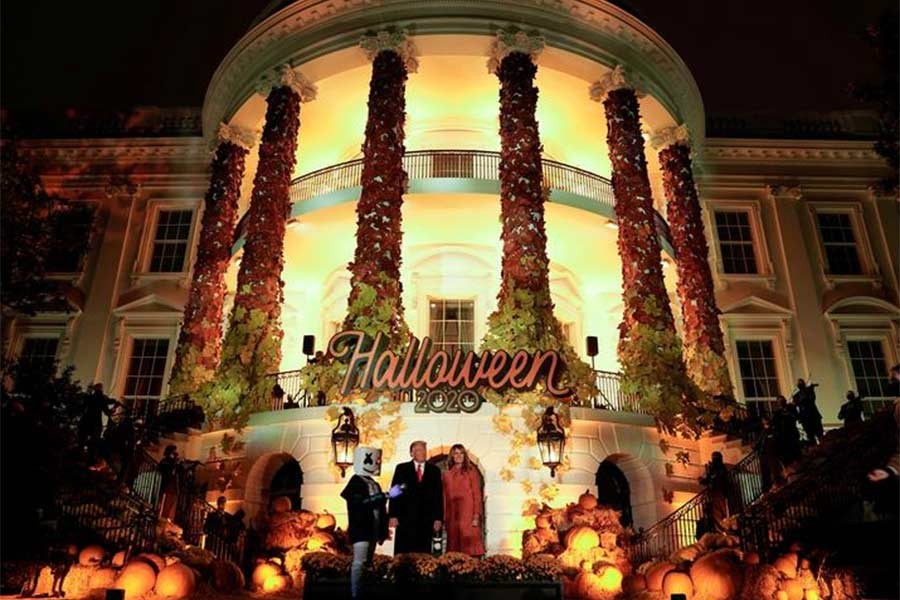 Former US President Donald Trump and first lady Melania Trump host a Halloween event at the White House in Washington on October 25 in 2020 –Reuters file photo