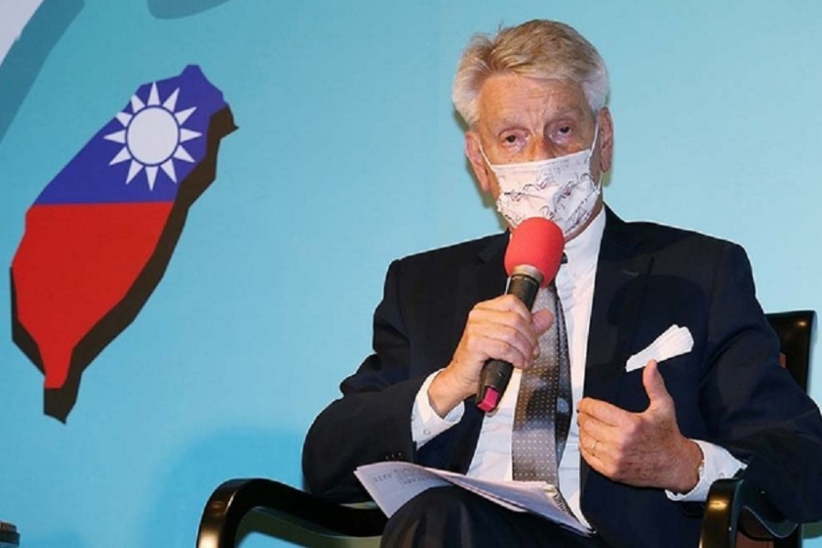 Alain Richard, head of the French Senate's Taiwan Friendship Group and former French defence minister, attends a news conference in Taipei, Taiwan October 8, 2021. Central News Agency/REUTERS