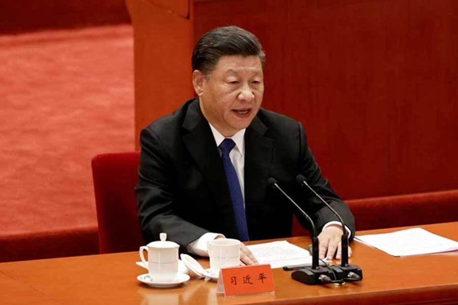 Chinese President Xi Jinping speaking at a meeting commemorating the 110th anniversary of Xinhai Revolution at the Great Hall of the People in Beijing in China on Saturday –Reuters photo