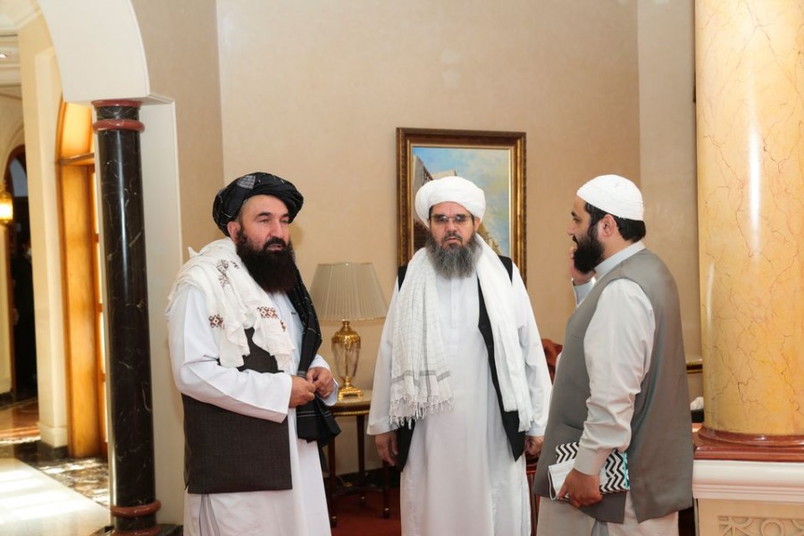 Taliban delegates, Shahabuddin Delawar and Khairullah Khairkhwa are pictured ahead of the meeting with U.S. and European delegates in Doha, Qatar on October 12, 2021 — Reuters photo