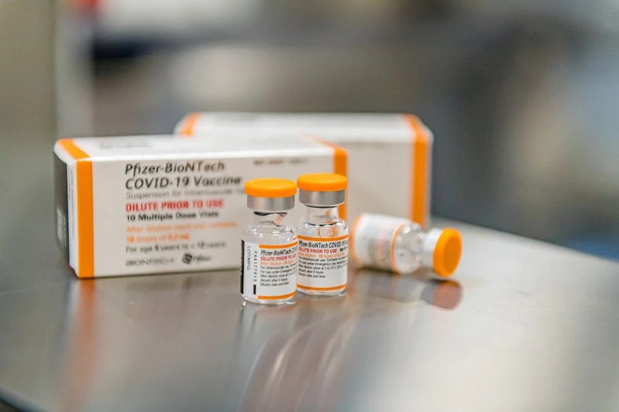 Pfizer/BioNTech's new pediatric Covid-19 vaccine vials are seen in this undated handout photo — Pfizer Handout via Reuters