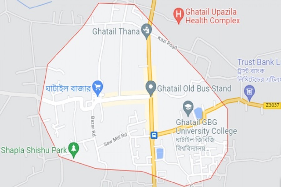 Map of Tangail’s Ghatail upazila. Screenshot taken from Google Maps