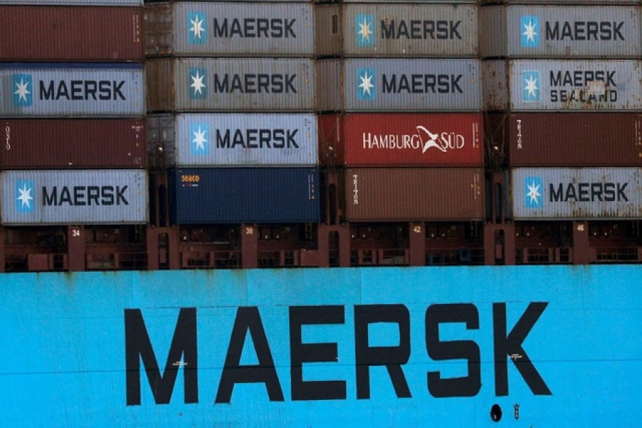 Shipping containers are transported on a Maersk Line vessel through the Suez Canal in Ismailia, Egypt July 7, 2021. Picture taken July 7, 2021. REUTERS/Amr Abdallah Dalsh