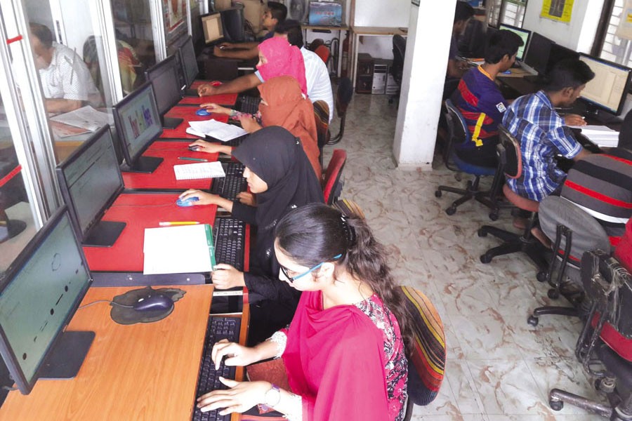 Young learners at a training centre in Dhaka	—NYTA Photo