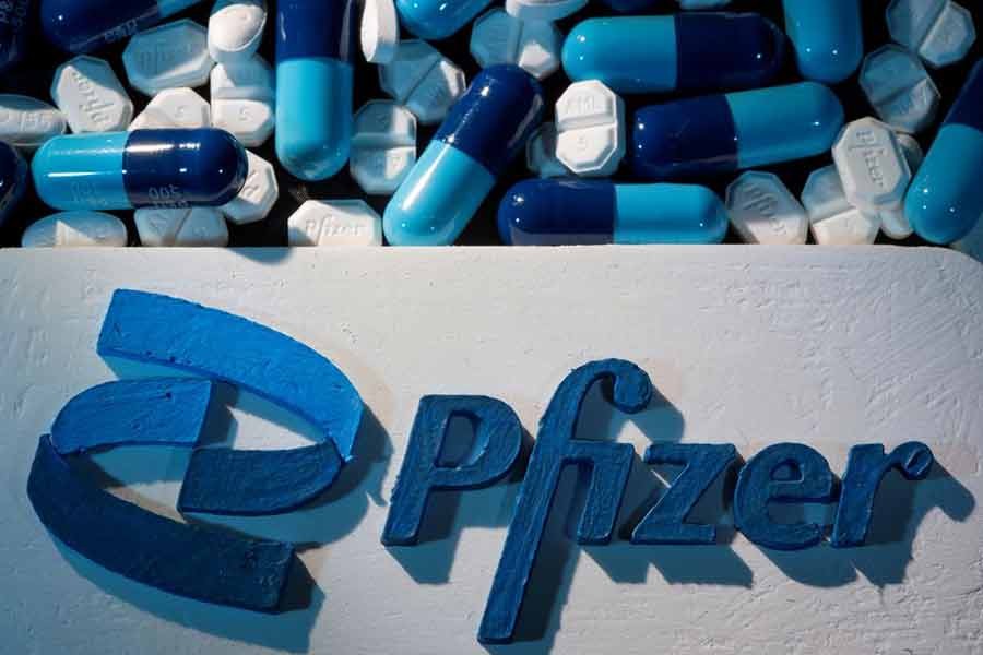 A 3D printed Pfizer logo is placed near medicines from the same manufacturer in this illustration taken on September 29 this year –Reuters file photo