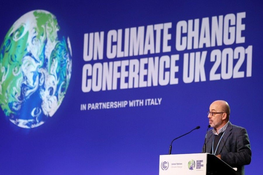 Italy's Minister for Ecological Transition Roberto Cingolani speaks during the UN Climate Change Conference (COP26), in Glasgow, Scotland, Britain, November 5, 2021 — Reuters/Phil Noble