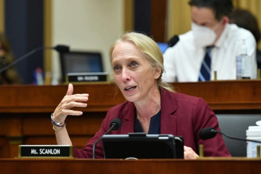 Rep. Mary Gay Scanlon speaks during a hearing of the House Judiciary Subcommittee on Antitrust, Commercial and Administrative Law on "Online Platforms and Market Power", in the Rayburn House office Building on Capitol Hill, in Washington, US, July 29, 2020. Mandel Ngan/Pool via REUTERS/File Photo