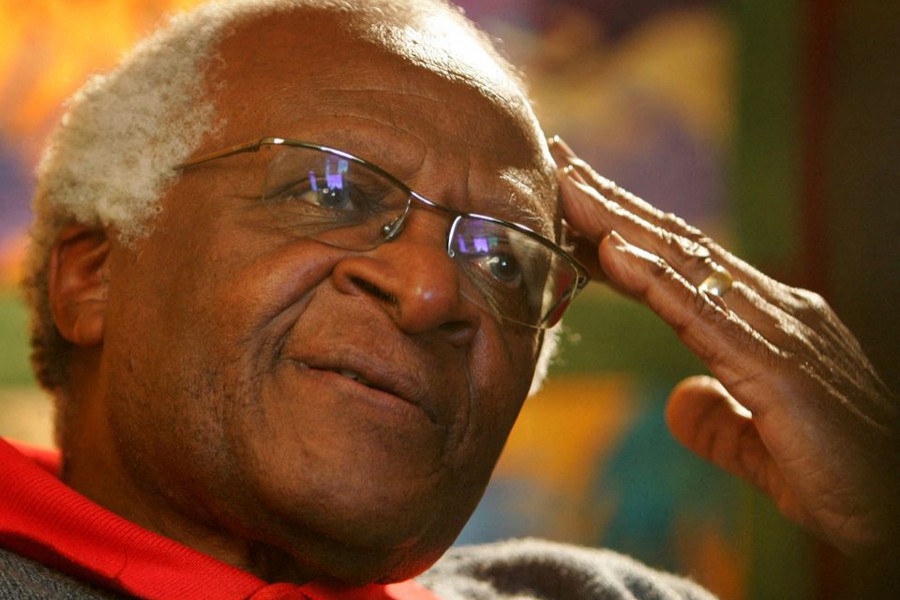 Archbishop Desmond Tutu ponders a point during an interview at his office in Cape Town, South Africa on April 25, 2006 — Reuters/Files
