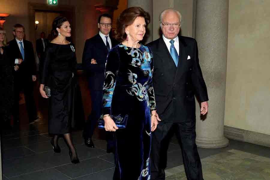 Sweden's King Carl Gustav and Queen Silvia arriving with Crown Princess Victoria and Prince Daniel to attend the Nobel Prize award ceremony at the Blue Hall of the Stockholm City Hall in Stockholm on last December 10 -Reuters file photo