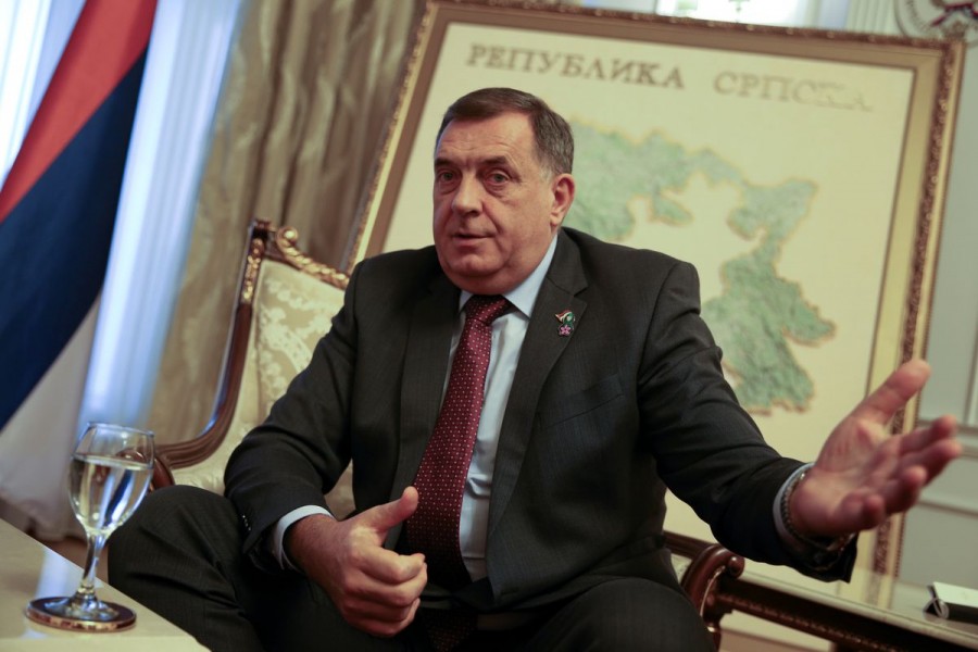 Milorad Dodik, Serb member of the Presidency of Bosnia and Herzegovina, speaks during an interview in his office in Banja Luka, Bosnia and Herzegovina November 11, 2021. REUTERS/Dado Ruvic