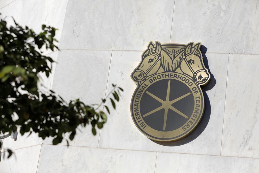 The logo of the International Brotherhood of Teamsters labor union is seen on the outside of their headquarters in Washington, D.C., US, August 30, 2020 – Reuters/Andrew Kelly