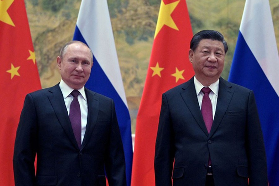 Russian President Vladimir Putin attends a meeting with Chinese President Xi Jinping in Beijing, China February 4, 2022. (Reuters)