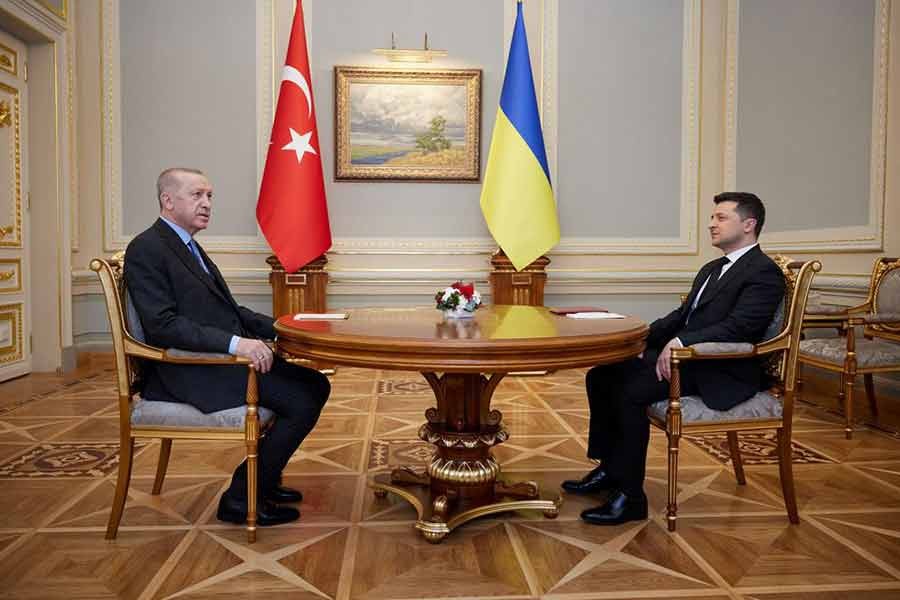 Turkish President Tayyip Erdogan meeting with Ukrainian President Volodymyr Zelenskiy in Kyiv on Thursday –Reuters photo
